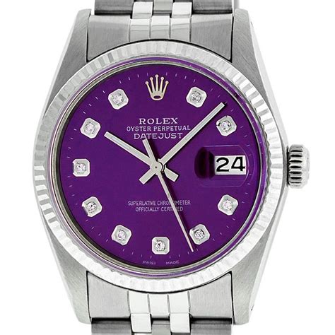 purple face rolex with diamonds|rolex datejust purple.